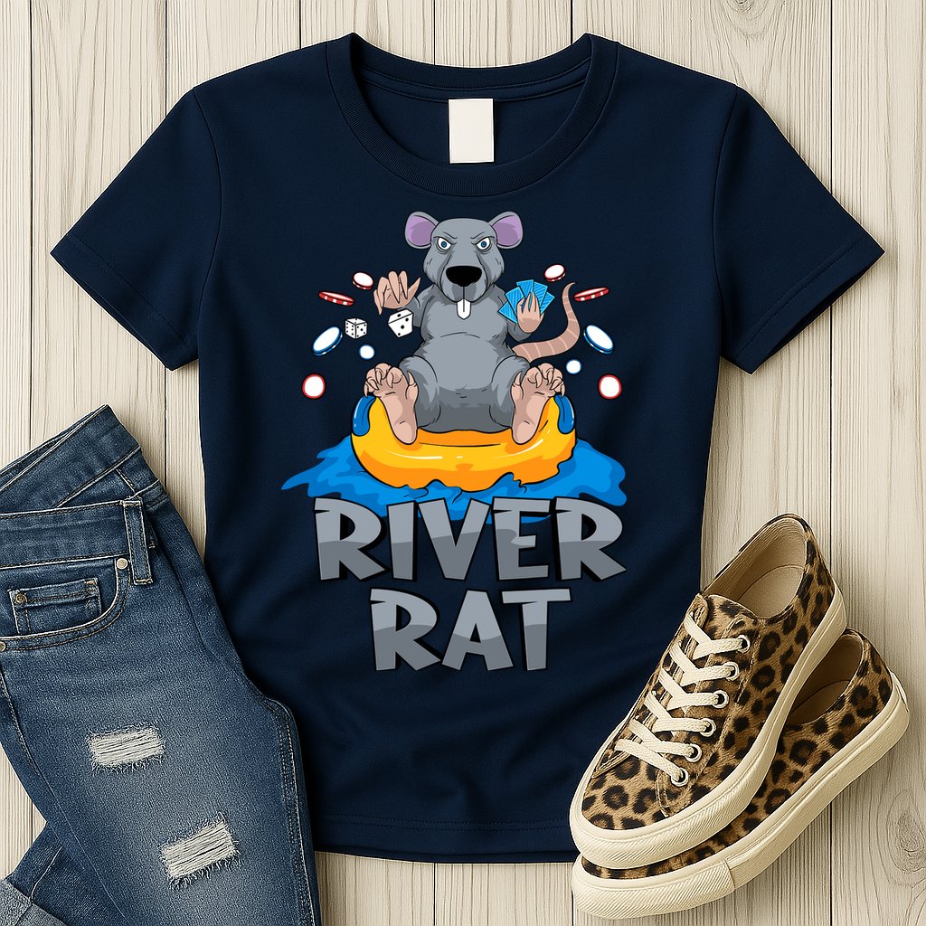 Poker Texas Hold Em River Rat Casino Womens T-Shirt