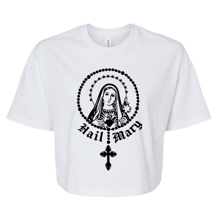 Prayer To Holy Mary Mother Of God Catholic Bella+Canvas Jersey Crop Tee