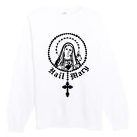 Prayer To Holy Mary Mother Of God Catholic Premium Crewneck Sweatshirt