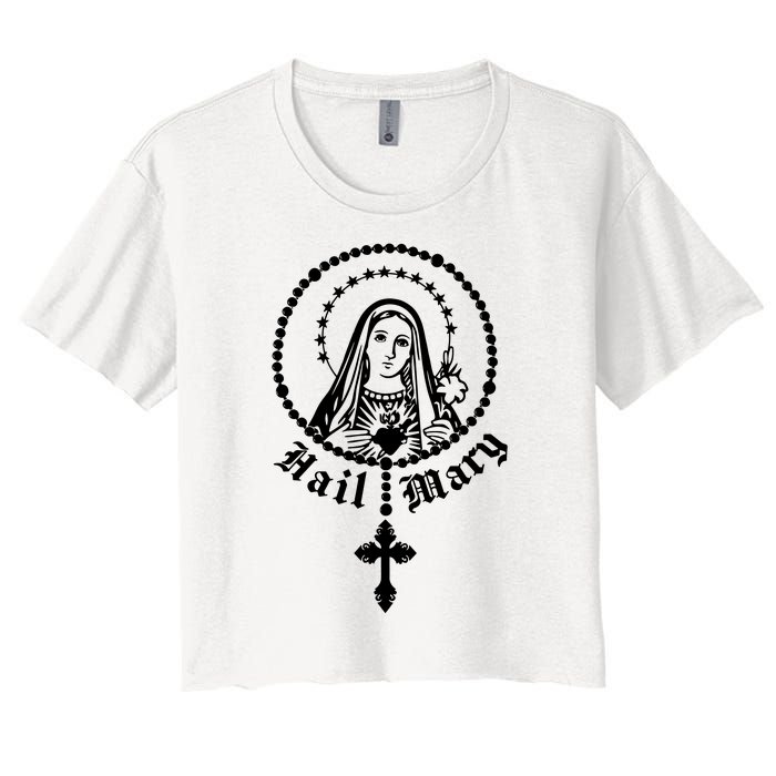 Prayer To Holy Mary Mother Of God Catholic Women's Crop Top Tee