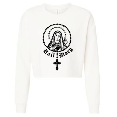 Prayer To Holy Mary Mother Of God Catholic Cropped Pullover Crew