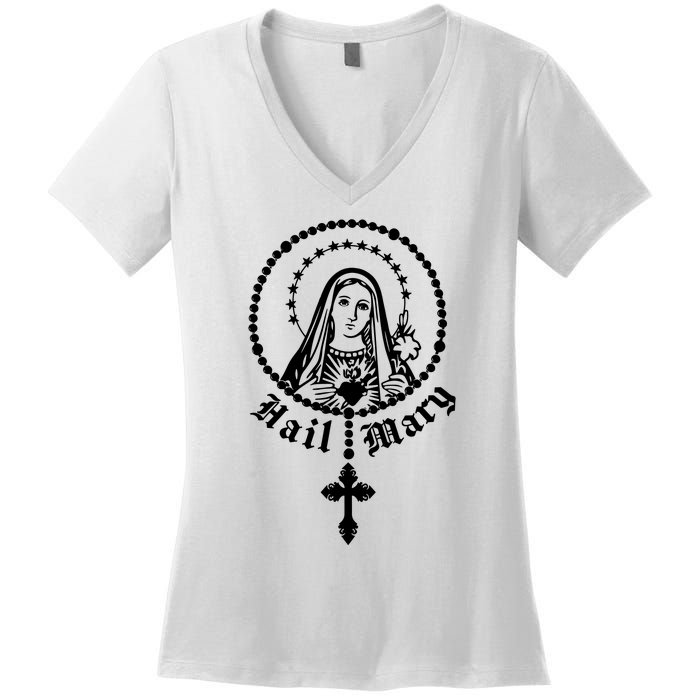 Prayer To Holy Mary Mother Of God Catholic Women's V-Neck T-Shirt