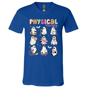 Physical Therapy Halloween Ghost Doctor Physical Ghost Nurse Gift V-Neck T-Shirt