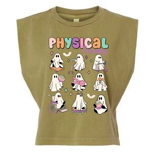 Physical Therapy Halloween Ghost Doctor Physical Ghost Nurse Gift Garment-Dyed Women's Muscle Tee