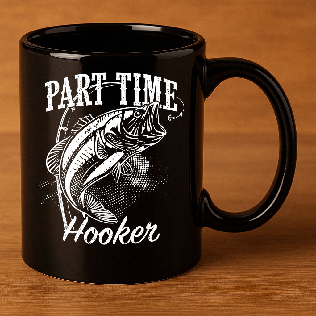 Part Time Hooker Fishing 11oz C Handle Ceramic Mug