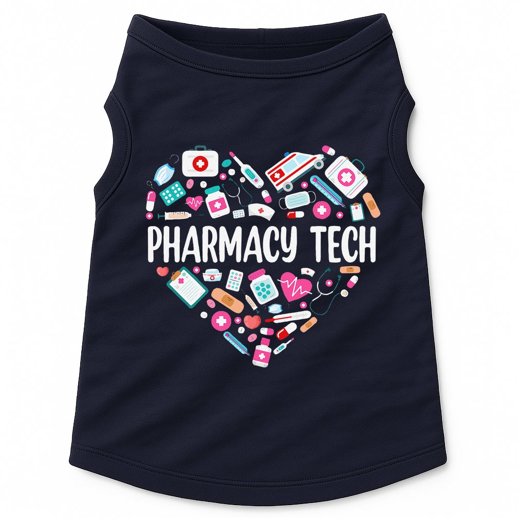 Pharmacy Technician Heart Certified Pharm Tech Pharmacist Doggie Tank