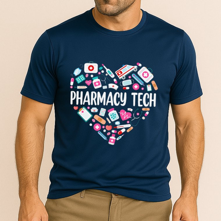 Pharmacy Technician Heart Certified Pharm Tech Pharmacist Cooling Performance Crew T-Shirt