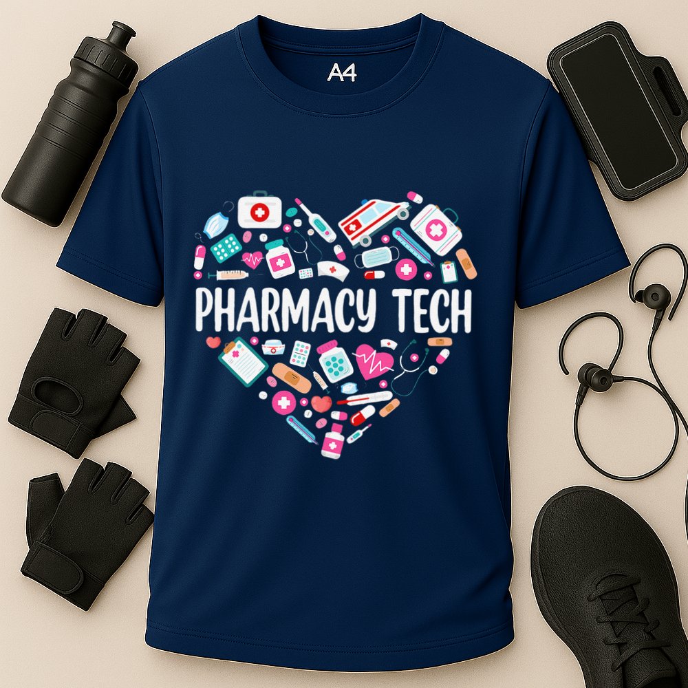 Pharmacy Technician Heart Certified Pharm Tech Pharmacist Cooling Performance Crew T-Shirt