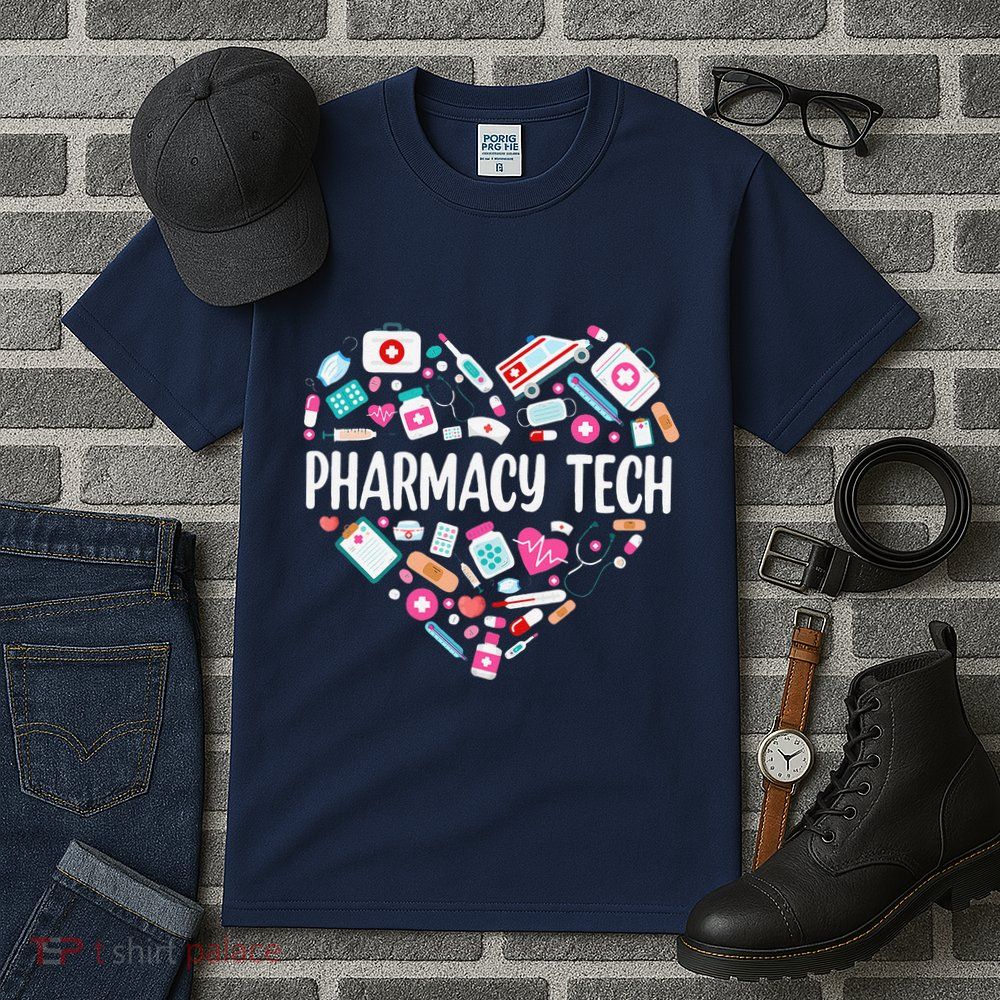 Pharmacy Technician Heart Certified Pharm Tech Pharmacist Tall T-Shirt
