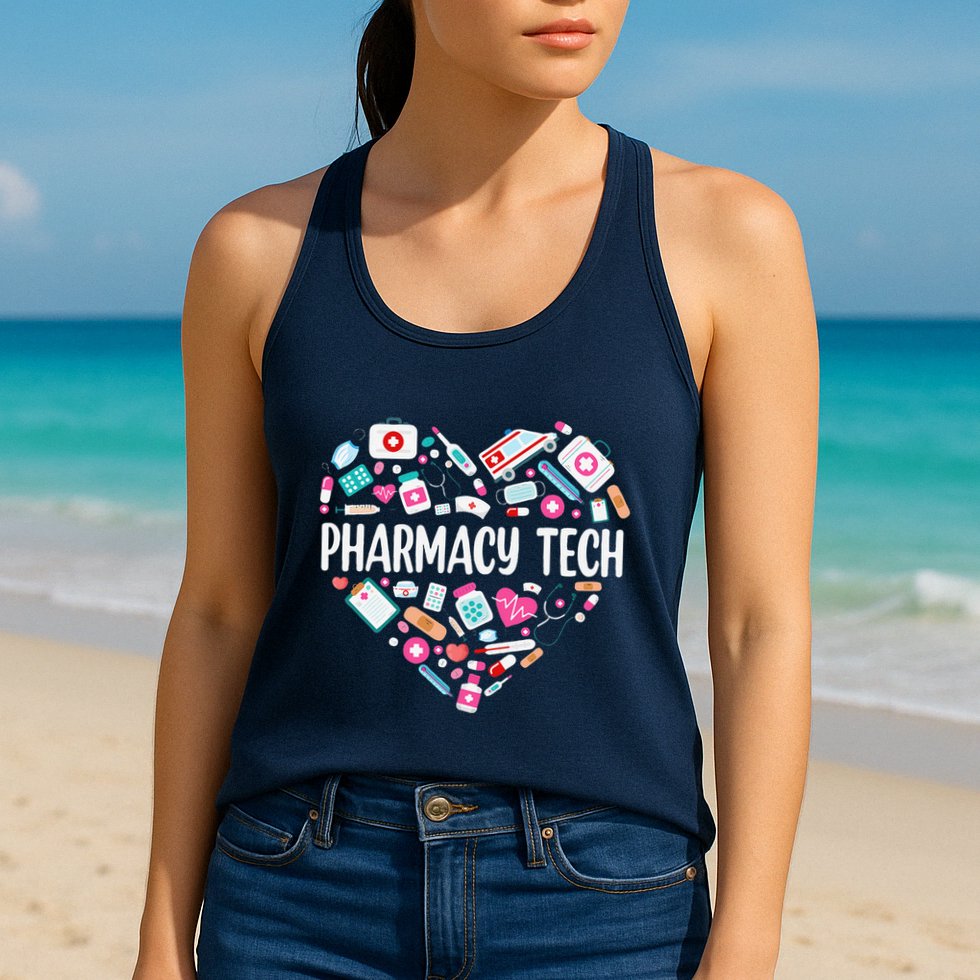 Pharmacy Technician Heart Certified Pharm Tech Pharmacist Womens Tank Top