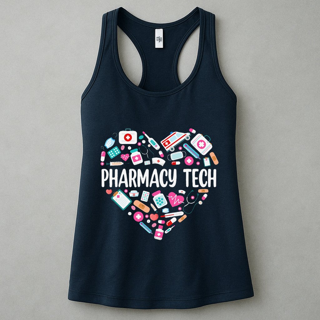 Pharmacy Technician Heart Certified Pharm Tech Pharmacist Womens Tank Top