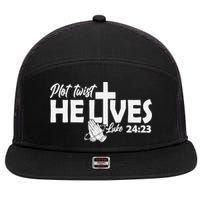 Plot Twist He Lives Luke 2423 Christian God Easter Funny 7 Panel Mesh Trucker Snapback Hat