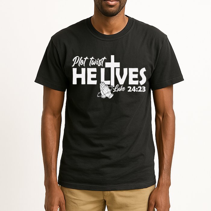 Plot Twist He Lives Luke 2423 Christian God Easter Funny Tall T-Shirt