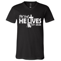 Plot Twist He Lives Luke 2423 Christian God Easter Funny V-Neck T-Shirt