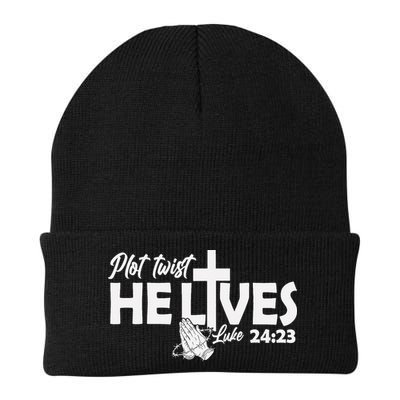 Plot Twist He Lives Luke 2423 Christian God Easter Funny Beanie
