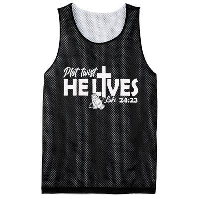 Plot Twist He Lives Luke 2423 Christian God Easter Funny Mesh Reversible Basketball Jersey Tank