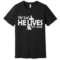 Plot Twist He Lives Luke 2423 Christian God Easter Funny Premium T-Shirt