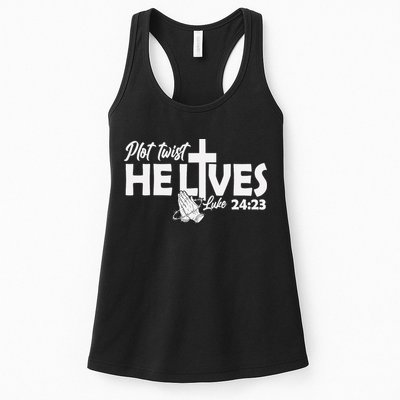 Plot Twist He Lives Luke 2423 Christian God Easter Funny Womens Tank Top