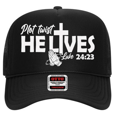 Plot Twist He Lives Luke 2423 Christian God Easter Funny Hat