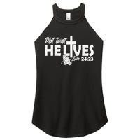 Plot Twist He Lives Luke 2423 Christian God Easter Funny Women's Perfect Tri Rocker Tank