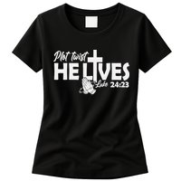 Plot Twist He Lives Luke 2423 Christian God Easter Funny Womens T-Shirt