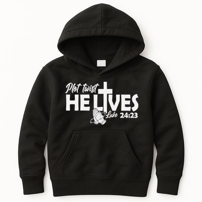 Plot Twist He Lives Luke 2423 Christian God Easter Funny Kids Hoodie