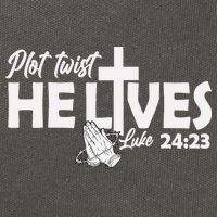 Plot Twist He Lives Luke 2423 Christian God Easter Funny Cotton Canvas Backpack
