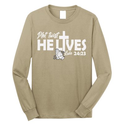 Plot Twist He Lives Luke 2423 Christian God Easter Funny Long Sleeve Shirt