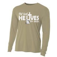 Plot Twist He Lives Luke 2423 Christian God Easter Funny Cooling Performance Long Sleeve Crew