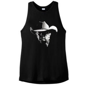 President Trump Head Cowboy Usa 2024 Vote Election Us Maga Ladies PosiCharge Tri-Blend Wicking Tank