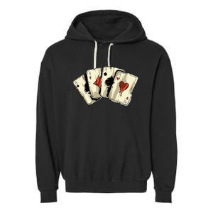 Poker Texas Hold'Em Gambling Casino 4 Aces Poker Garment-Dyed Fleece Hoodie