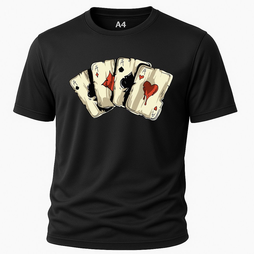 Poker Texas Hold'Em Gambling Casino 4 Aces Poker Cooling Performance Crew T-Shirt
