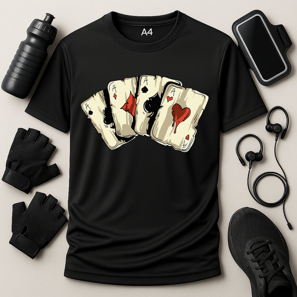 Poker Texas Hold'Em Gambling Casino 4 Aces Poker Cooling Performance Crew T-Shirt