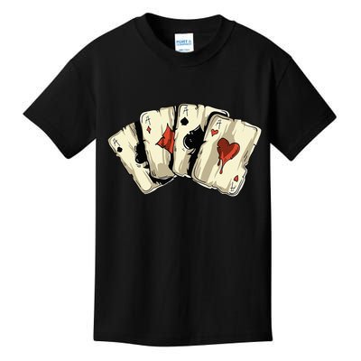 Poker Texas Hold'Em Gambling Casino 4 Aces Poker Kids T-Shirt