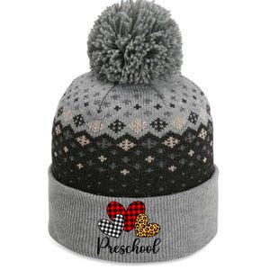 Preschool Teacher Happy Valentines Day Red Plaid Leopard Meaningful Gift The Baniff Cuffed Pom Beanie