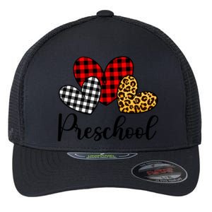 Preschool Teacher Happy Valentines Day Red Plaid Leopard Meaningful Gift Flexfit Unipanel Trucker Cap