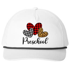 Preschool Teacher Happy Valentines Day Red Plaid Leopard Meaningful Gift Snapback Five-Panel Rope Hat