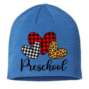 Preschool Teacher Happy Valentines Day Red Plaid Leopard Meaningful Gift Sustainable Beanie