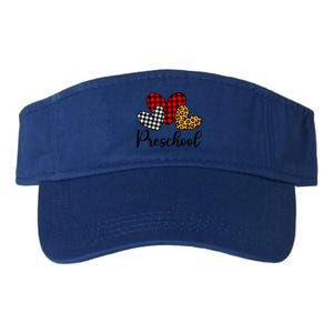 Preschool Teacher Happy Valentines Day Red Plaid Leopard Meaningful Gift Valucap Bio-Washed Visor