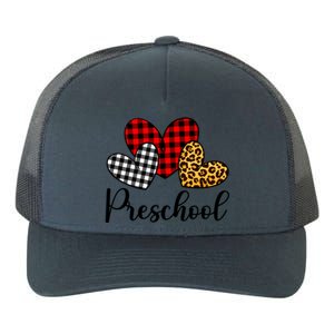 Preschool Teacher Happy Valentines Day Red Plaid Leopard Meaningful Gift Yupoong Adult 5-Panel Trucker Hat