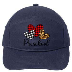 Preschool Teacher Happy Valentines Day Red Plaid Leopard Meaningful Gift 7-Panel Snapback Hat