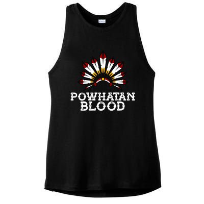 Powhatan Tribe Headdress Proud Native American Powhatan Gift Ladies PosiCharge Tri-Blend Wicking Tank