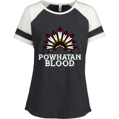 Powhatan Tribe Headdress Proud Native American Powhatan Gift Enza Ladies Jersey Colorblock Tee