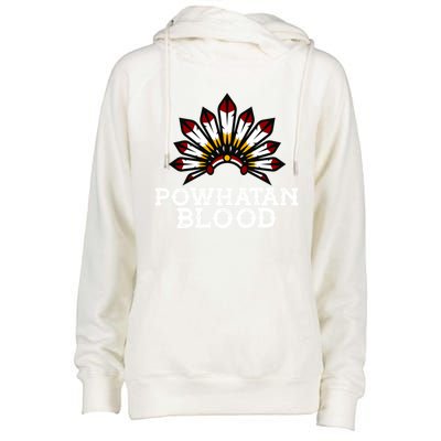 Powhatan Tribe Headdress Proud Native American Powhatan Gift Womens Funnel Neck Pullover Hood