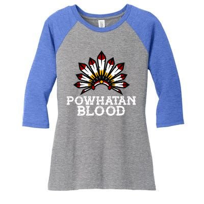 Powhatan Tribe Headdress Proud Native American Powhatan Gift Women's Tri-Blend 3/4-Sleeve Raglan Shirt