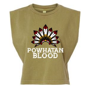 Powhatan Tribe Headdress Proud Native American Powhatan Gift Garment-Dyed Women's Muscle Tee