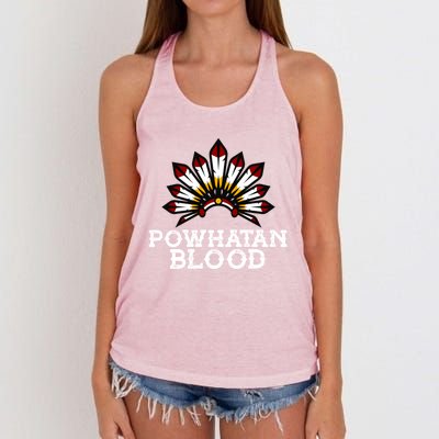 Powhatan Tribe Headdress Proud Native American Powhatan Gift Women's Knotted Racerback Tank