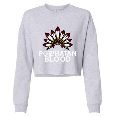 Powhatan Tribe Headdress Proud Native American Powhatan Gift Cropped Pullover Crew