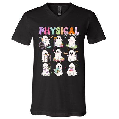 Physical Therapy Halloween Boo Ghost Spooky Season V-Neck T-Shirt