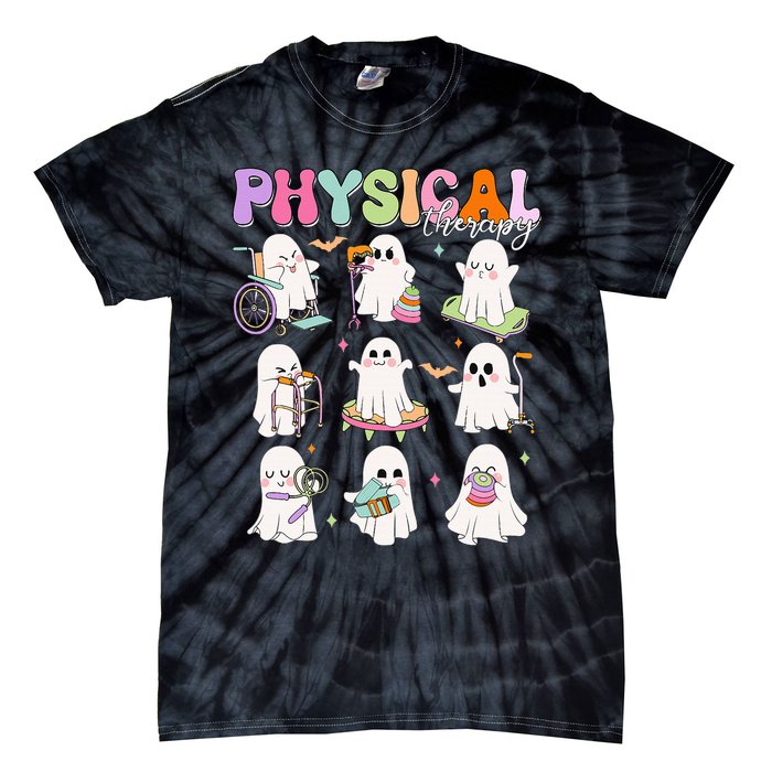 Physical Therapy Halloween Boo Ghost Spooky Season Tie-Dye T-Shirt